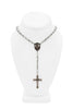 Dolce & Gabbana Silver Clear Beaded Chain Rosary Cross Necklace