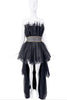 Vintage Black Tulle Sleeveless Cascading Train Dress W/ Balmain Belt