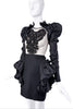 DSquared2 Black Ruffle Mesh Embellished Puff Sleeve Dress
