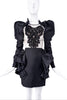DSquared2 Black Ruffle Mesh Embellished Puff Sleeve Dress