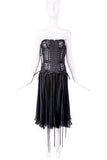 Dolce & Gabbana Black Corset Strippy Strap Draped Dress