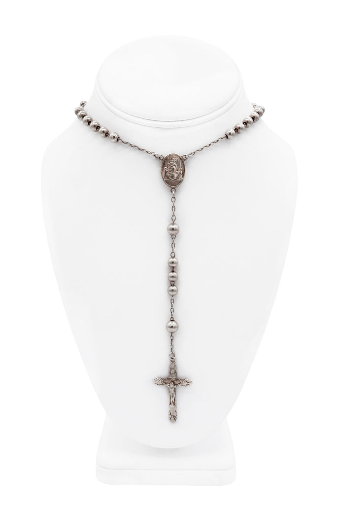 Dolce & Gabbana Silver Ball Chain Rosary Cross Necklace