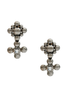 Chanel Silver Crystal Rhinestone Ball Cross Drop Earrings