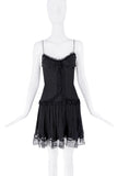 Dolce & Gabbana Black Lace Ruffle Drop Waist Sheer Dress