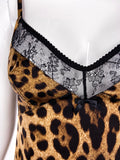 Dolce & Gabbana Dark Leopard and Lace Slip Dress