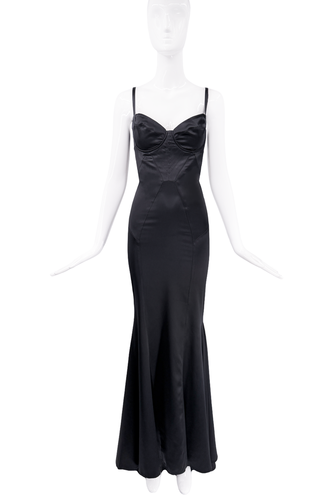 Roberto Cavalli Black Silk Bustier Corset Dress Gown