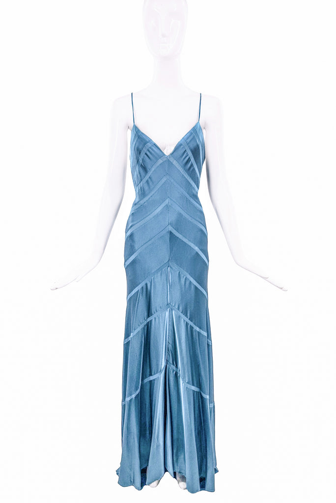 Vintage Blue Cut Out Mesh Dress Gown
