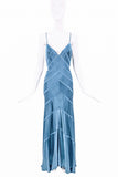 Vintage Blue Cut Out Mesh Dress Gown