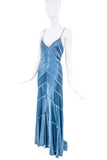 Vintage Blue Cut Out Mesh Dress Gown