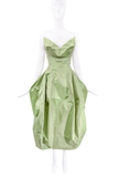Vivienne Westwood Green Iridescent Bustier Pointy Bust Parachute Dress Gown