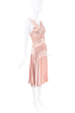 Christian Dior Pink Satin Silk Paneled Pleated Dress