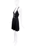 Roberto Cavalli Black Beaded Ruched Halter Dress SS05