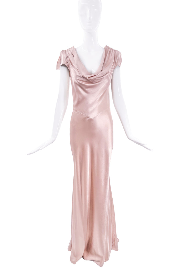 Ghost Pink Silk Draped Dress Gown