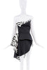 Aganovich Black and White Zebra Print Asymmetric Slit Bustier Corset Dress
