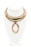 Valentino Gold Marble Bone Oval Pendant Slip On Collar Necklace