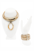 Valentino Gold Marble Pavé Crystal Slip On Cuff Bracelet