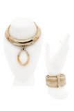 Valentino Gold Marble Pavé Crystal Slip On Cuff Bracelet