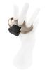 Etro Silver and Black Geometric Stone Triple Finger Ring FW13