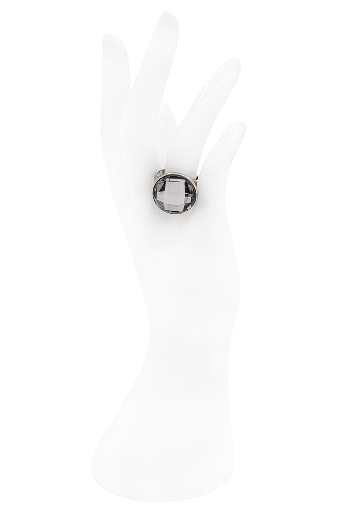 Calvin Klein Silver Crystal Circular Cocktail Ring