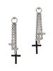 Dolce & Gabbana Silver Crystal Black Rhinestone Cross Chain Drop Earrings