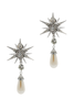 Butler & Wilson Silver Crystal Starburst Pearl Drop Earrings