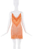 Burberry Orange Mesh Cut Out Lace Trim Slip Dress