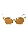 Fendi Gold Yellow Lucite Green Tips Tinted Cat Eye Sunglasses