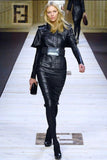 Fendi Black Ripple Sude Big Square Silver Mirror Plate Belt Runway Fall 2007