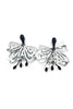 Vintage Silver Butterfly Black Beaded Earrings