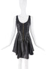Roberto Cavalli Black Leather Drop Waist Lace Cut Outs Zipper Dress