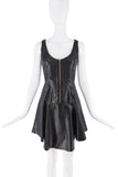 Roberto Cavalli Black Leather Drop Waist Lace Cut Outs Zipper Dress