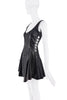 Roberto Cavalli Black Leather Drop Waist Lace Cut Outs Zipper Dress