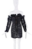 Roberto Cavalli Black Brown Sheer Lace Ruffle Corset Bustier Dress SS2016