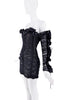 Roberto Cavalli Black Brown Sheer Lace Ruffle Corset Bustier Dress SS2016