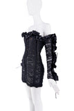 Roberto Cavalli Black Brown Sheer Lace Ruffle Corset Bustier Dress SS2016