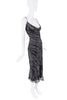 Ermanno Scervino Black White Silk Zebra Swirl Abstract Print Slip Dress