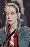 Gucci Crystal Silver Baguette Waterfall Earrings Fall 2020