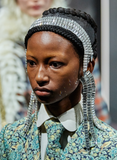 Gucci Crystal Silver Baguette Waterfall Earrings Fall 2020