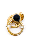 Valentino Hoop Gold Crystal Black Geometric Art Deco Vintage Earrings - BOUTIQUE PURCHASE PRICE