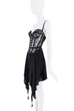 Oliver Theyskens Black Silver Floral Lace Sheer Corset Dress