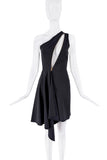 Stella Mccartney Black Gold Asymmetric One Shoulder Zipper Cut Out Dress