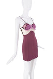 Nensi Dojaka Pink Mauve Sheer Mesh Tulle Ruffle Shell Bra Corset Bustier Mini Dress