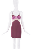 Nensi Dojaka Pink Mauve Sheer Mesh Tulle Ruffle Shell Bra Corset Bustier Mini Dress