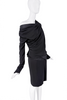 Balenciaga Black Satin Off the Shoulder Drop Waist Longsleeve Dress