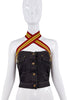 Jean Paul Gaultier Denim Yellow Red Ribbon Halter Stap Tube Top