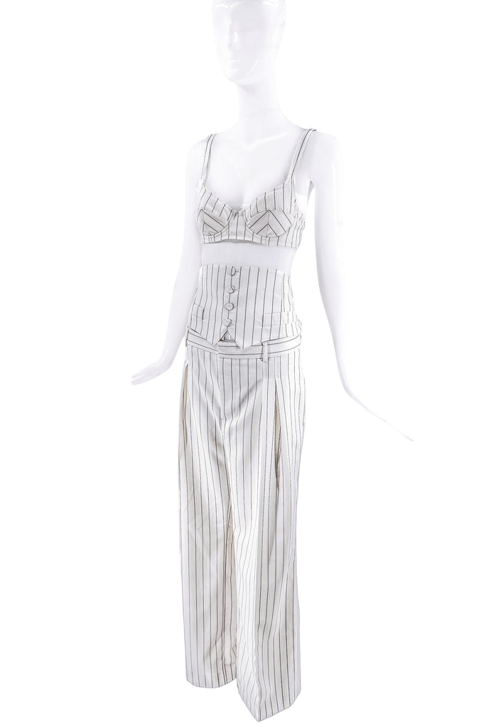 Jean Paul Gaultier White & Black Striped Pant Suit Set