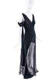 Vionnet Black Bias Cut Lace Draped Dress Gown