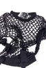 Ann-Sofie Back Loose Fit Fishnet Top in Black with Minimal Chic Glitter Effect