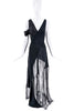 Vionnet Black Bias Cut Lace Draped Dress Gown