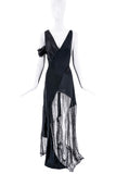 Vionnet Black Bias Cut Lace Draped Dress Gown